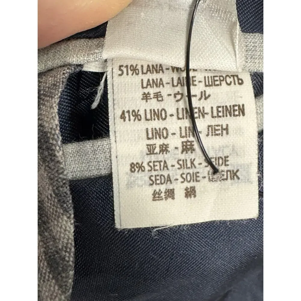 Brunello Cucinelli Gingham Plaid Wool Linen Silk Gray Blazer Sport Jacket 52/42